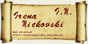 Irena Mickovski vizit kartica